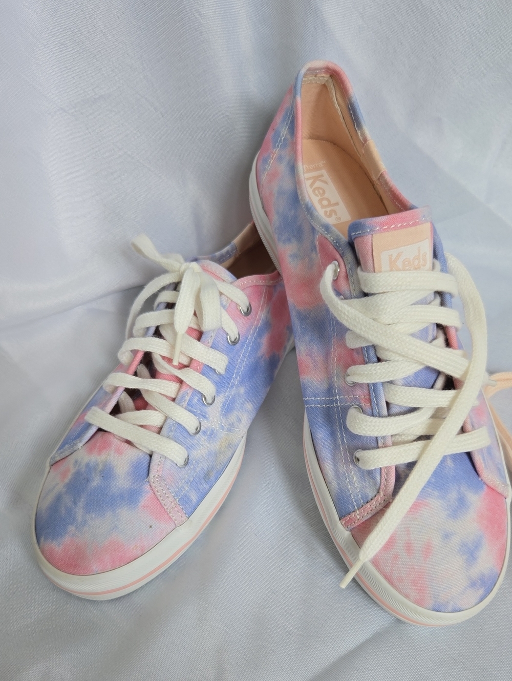 Keds Pink & Blue Tie-Dye Canvas Sneakers Size 8 + Extra Pink Laces